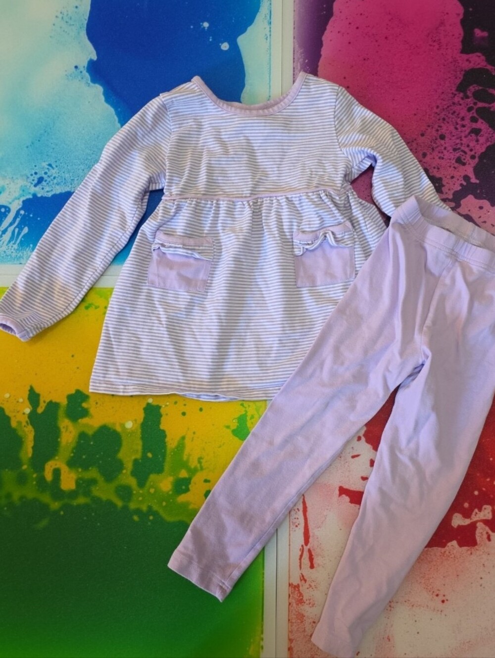 Stitchy Fish 4t Purple Striped Smocked Brand Outfit Set Fall Winter